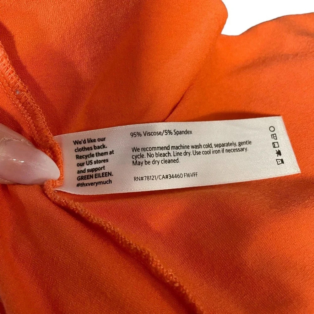 Eileen Fisher Orange Coral Short Sleeve Hi-Lo Swing Tunic Top Size Medium - Picture 9 of 10